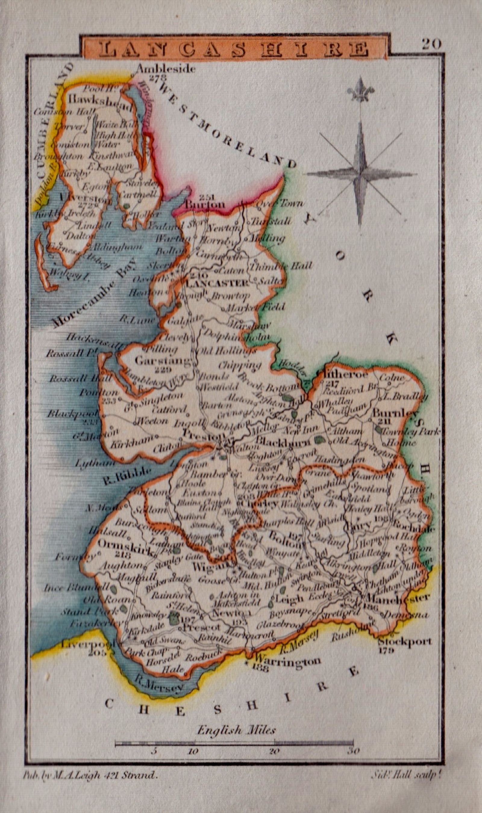Lancashire Antique Maps, Old Maps of Lancashire, Vintage Maps of