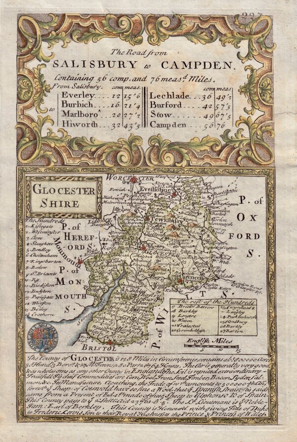 Gloucestershire Antique Maps, Old Maps of Gloucestershire, Vintage Maps