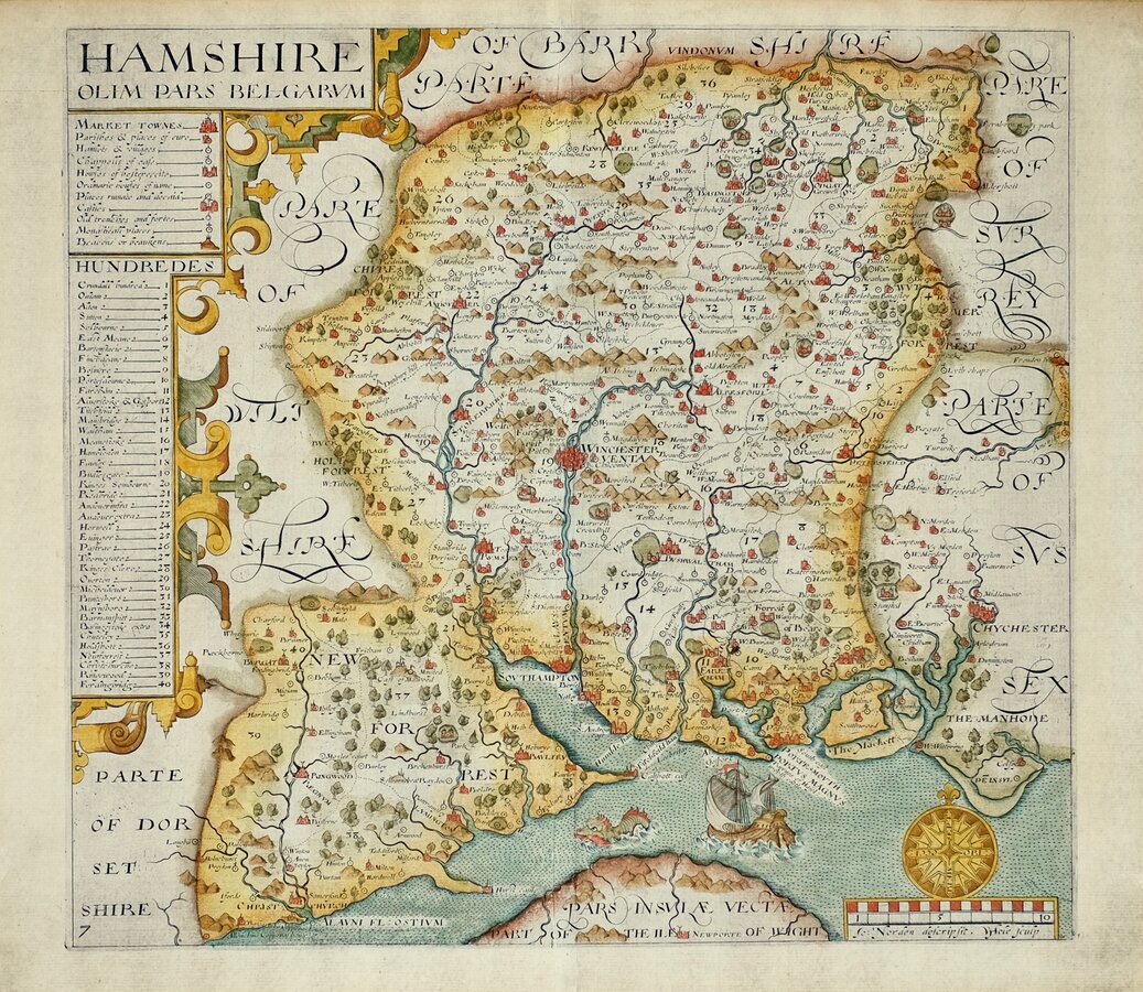 Hampshire Antique Maps, Old Maps of Hampshire, Vintage Maps of ...