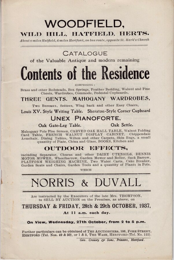 Woodfield Wild Hill Hatfield Herts.