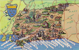 Sussex Map Postcard