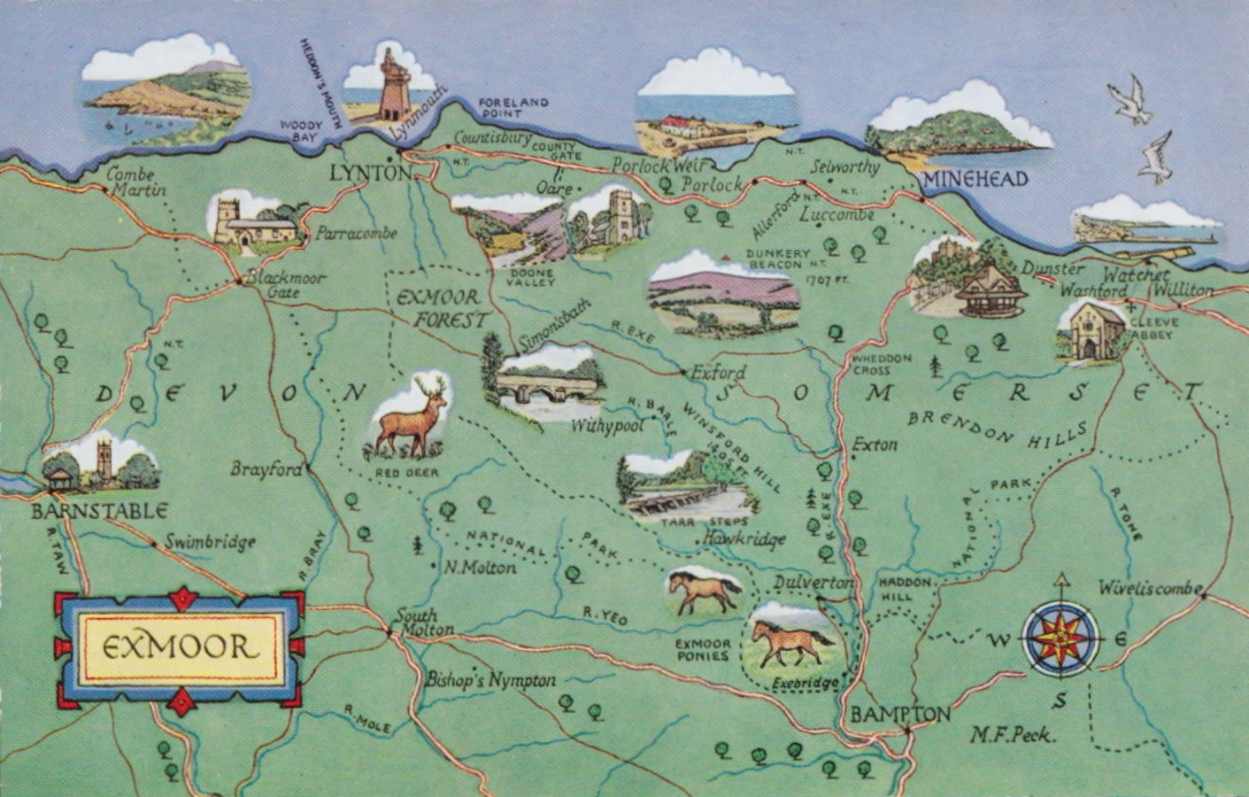 Exmoor Map Postcard
