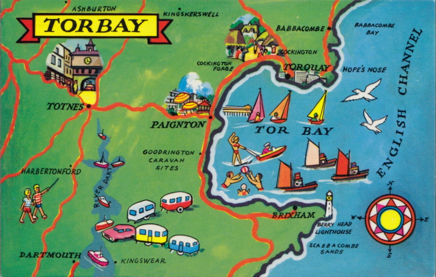 Torbay Map Postcard