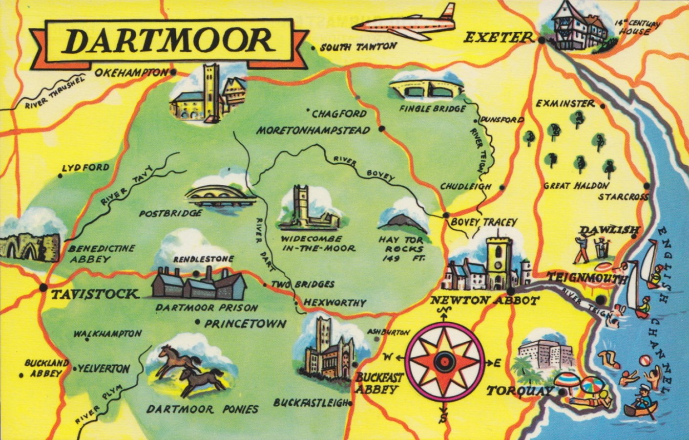 Dartmoor Map Postcard
