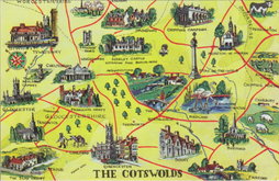 The Cotswolds Map Postcard