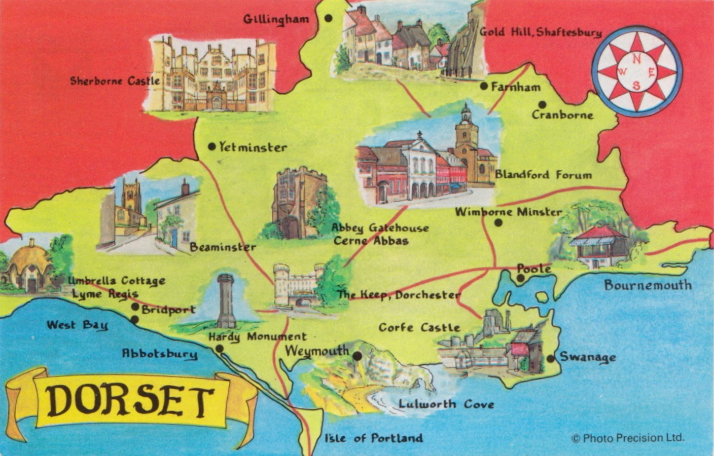 Dorset Map Postcard