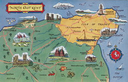 North East Kent Map Postcard