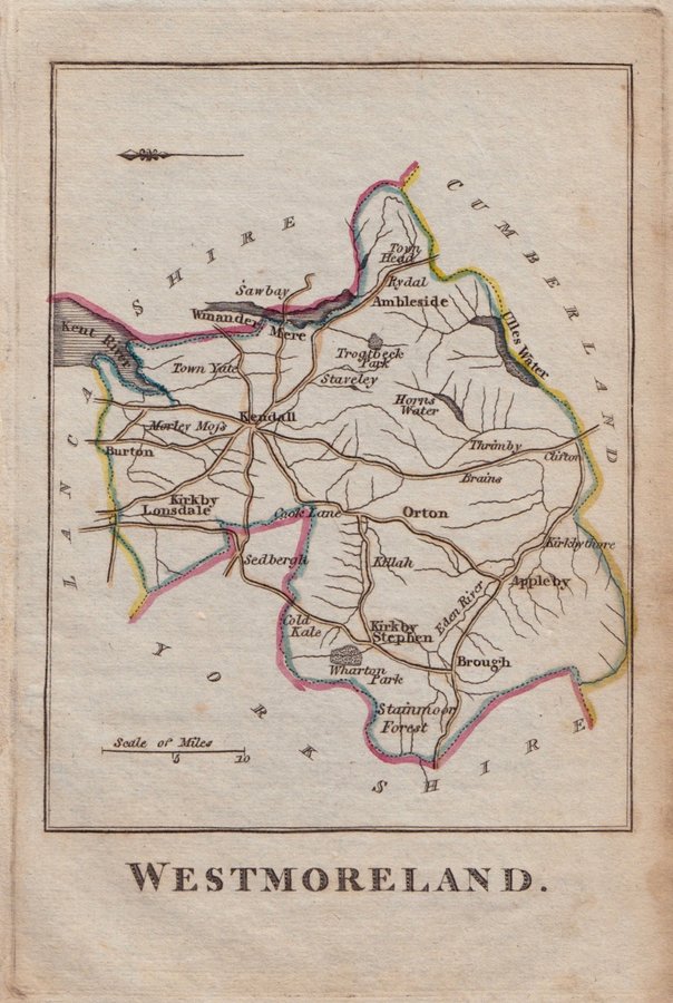 Westmorland Antique Maps, Old Maps of Westmorland, Vintage Maps of Westmorland, UK