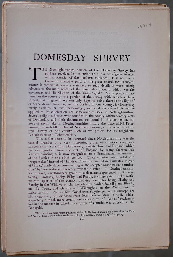 Domesday Survey Nottinghamshire