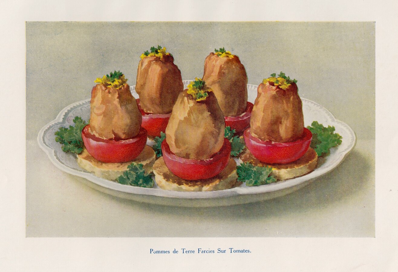 Pommes de Terre Farcies Sur Tomates.