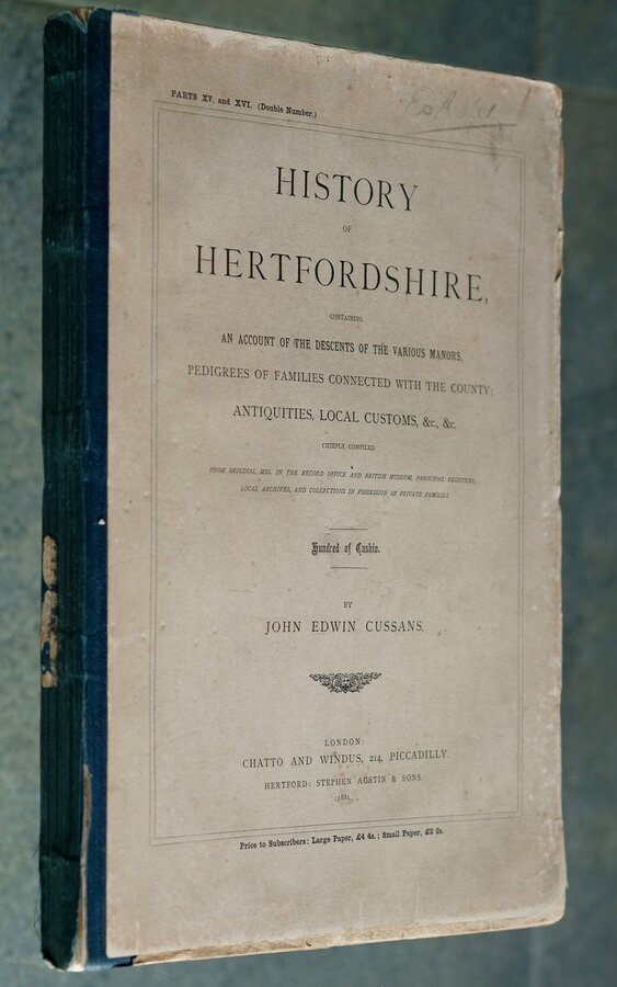 History of Hertfordshire Cassio Hundred by John Cussans