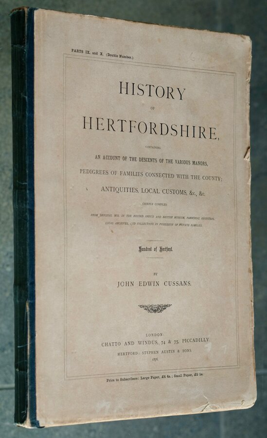 History of Hertfordshire Hertford Hundred by John Cussans