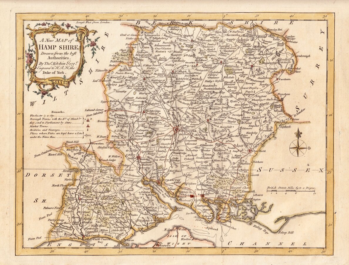 Hampshire Antique Maps, Old Maps of Hampshire, Vintage Maps of ...