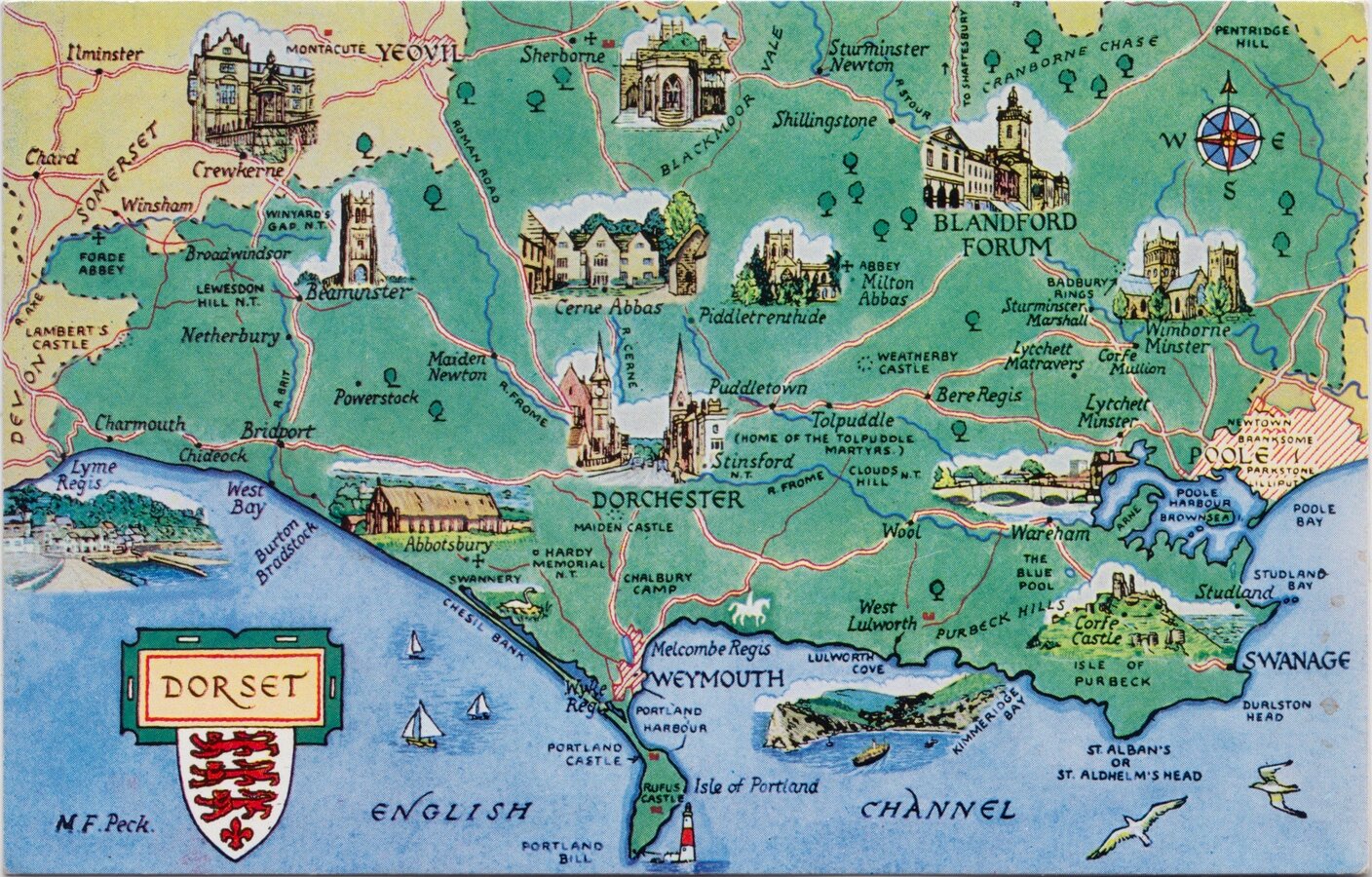 Dorset Map Postcard