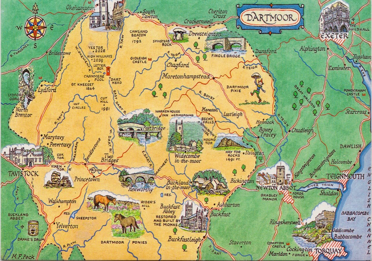 Dartmoor Map Postcard