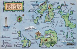 Scilly Isles Map Post Card