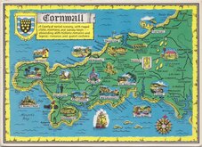 Cornwall Map Postcard