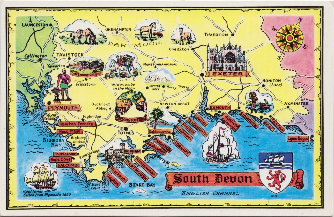 South Devon Map Postcard