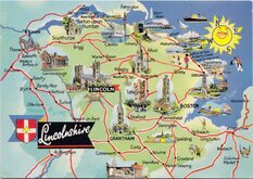Lincolnshire Map Postcard