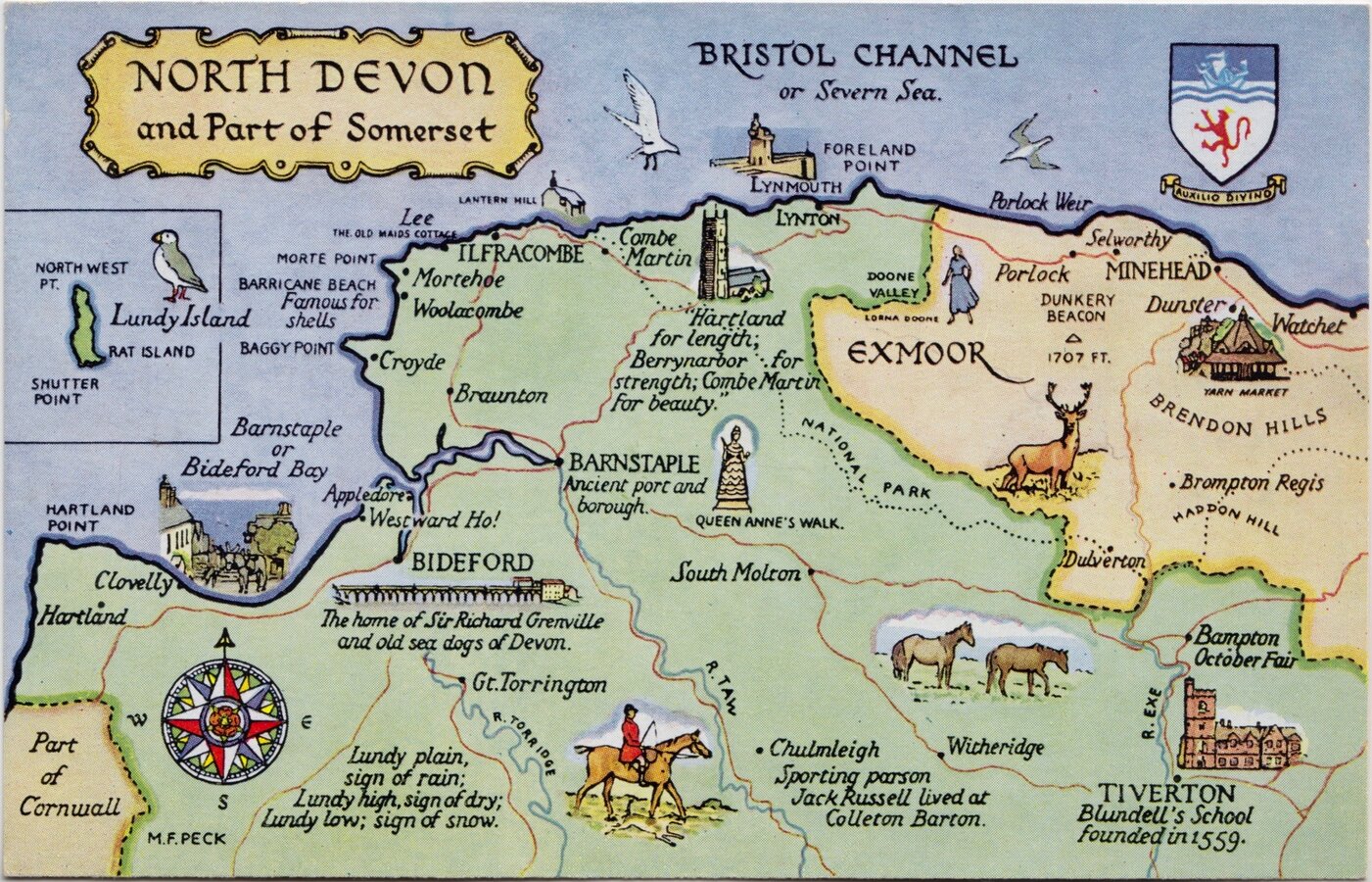 North Devon Map Postcard