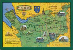 Cheshire Map Postcard
