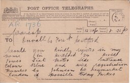 Post Office Telegram Parker Fiat 24hp.